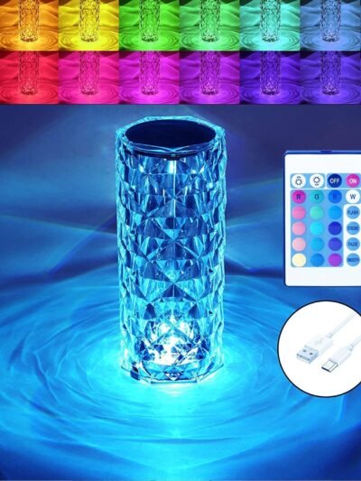 Crystal Touch Lamp – 16-Color Rose Diamond LED Table Light | Styleva