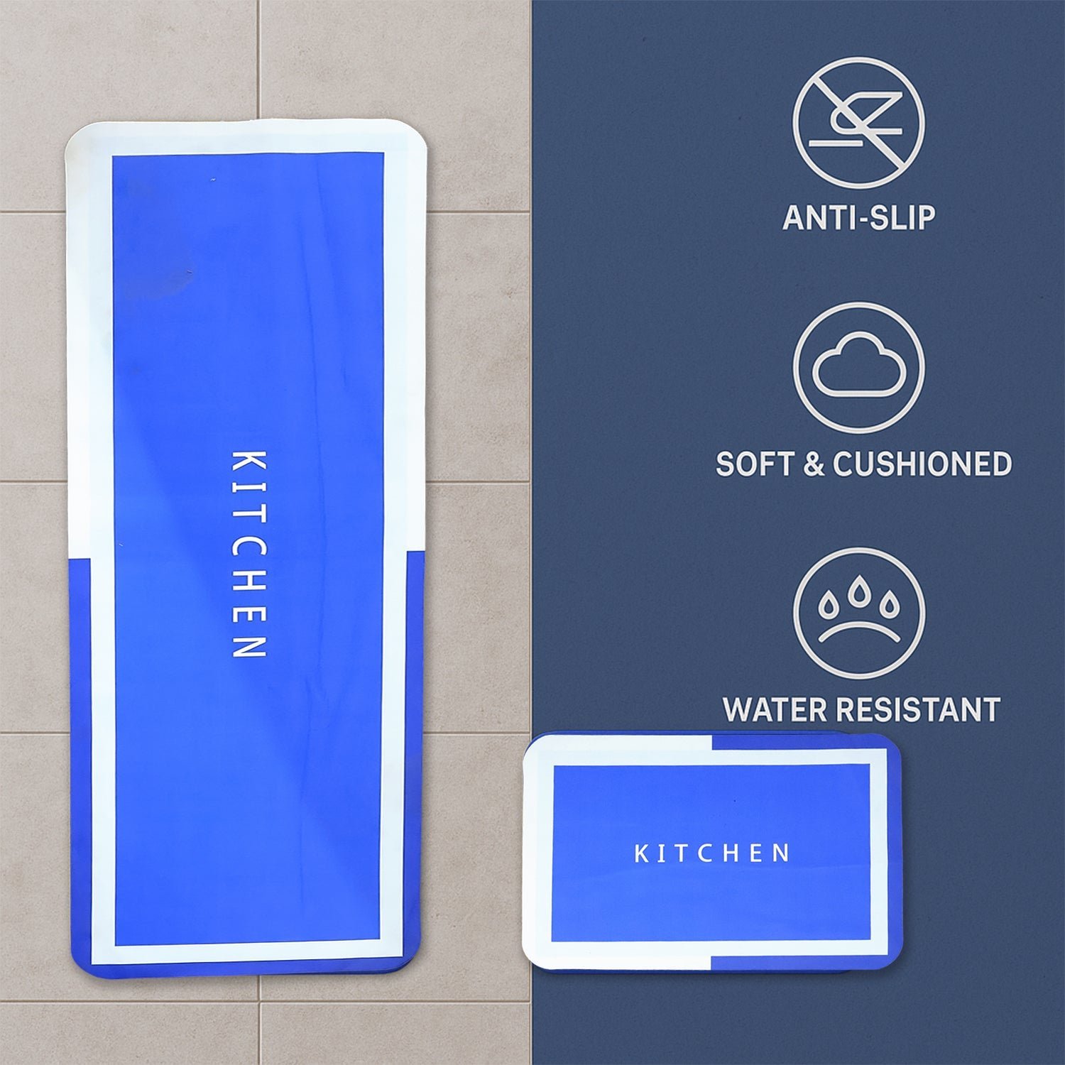 Anti-Slip Kitchen Floor Mat Set – Cushioned, Water-Resistant 2-Piece