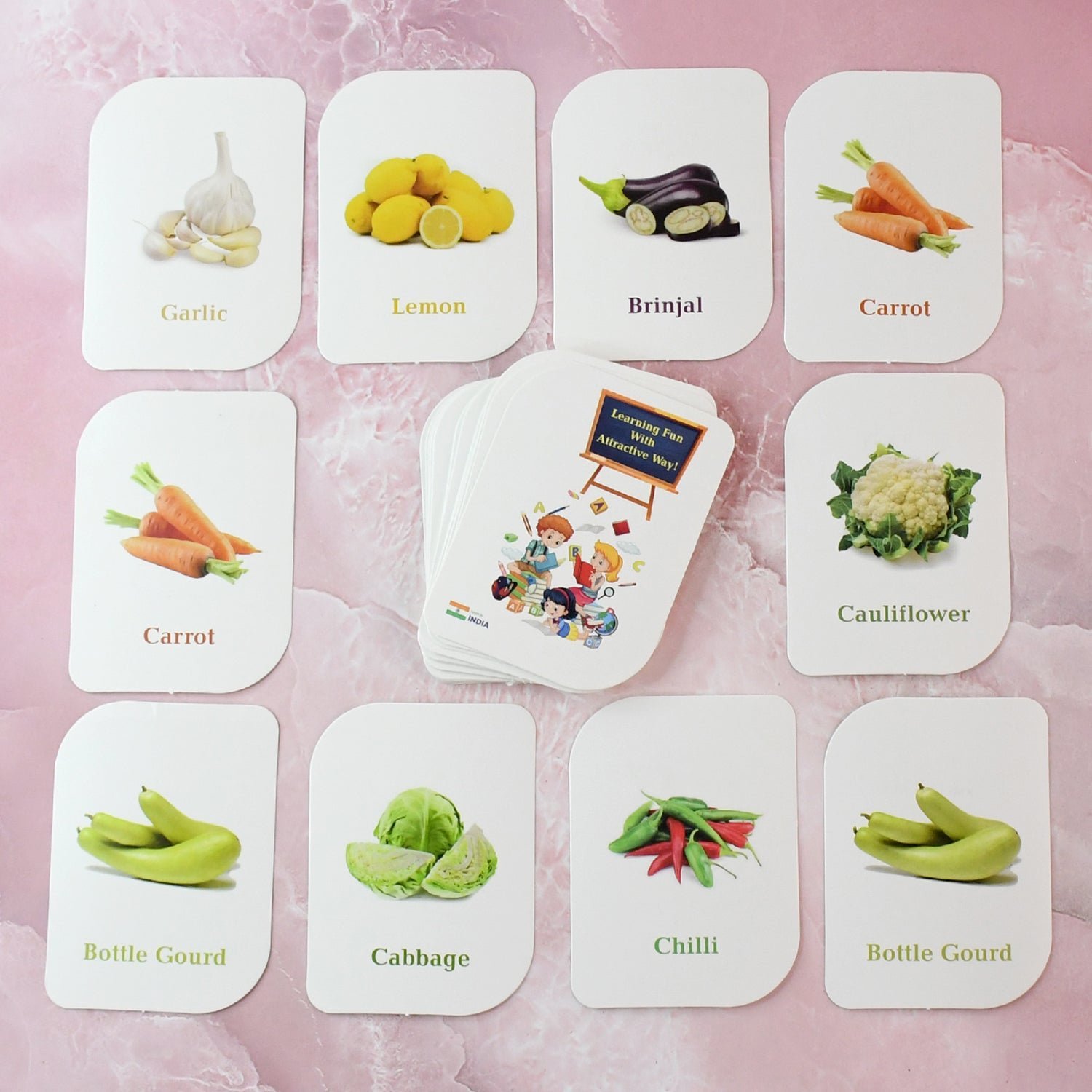 Vegetable Flash Cards – 32 Durable Educational Cards for Kids