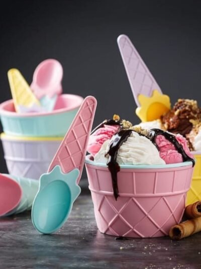 Ice Cream Bowl Set – 12-Pc Multi-Color Dessert Bowls | Jiaqi