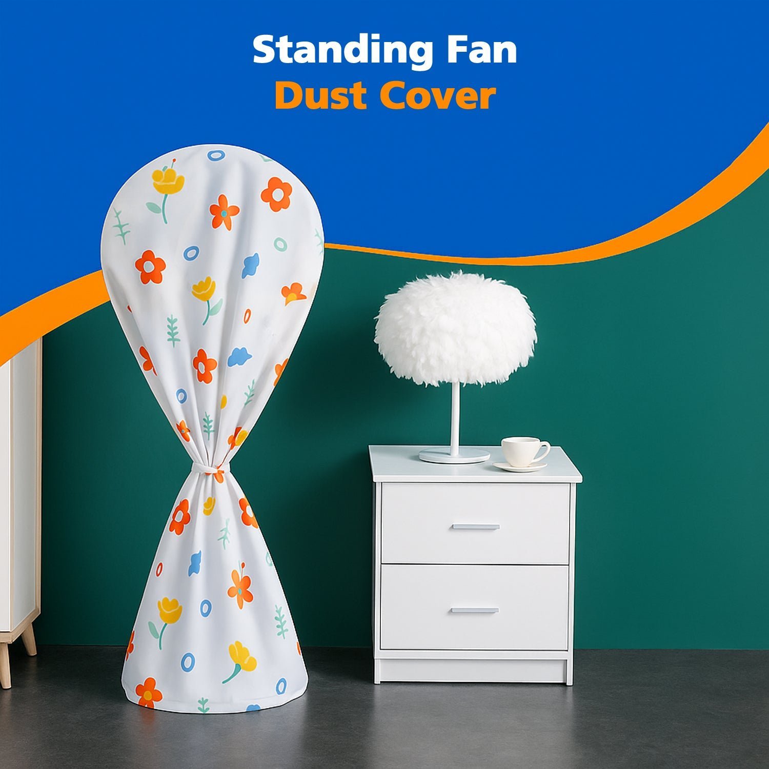Flower-Printed Fan Cover – Durable Dust Protection 130x26 cm