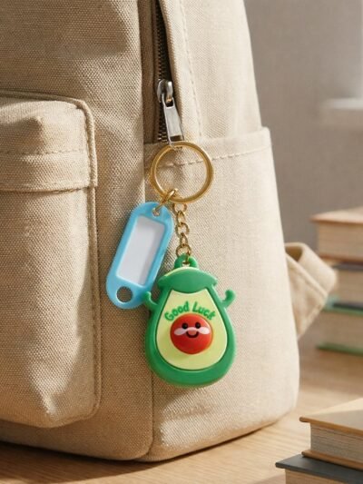 Avocado Keychain – Cute Cartoon Design with ID Tag