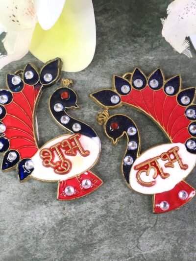 Peacock Wall Hanging Set – Traditional Shubh Labh Decor for Festivals