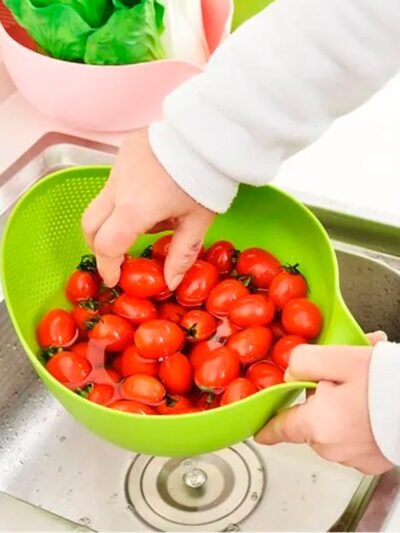 Rice Washing Bowl – Thick Drain Basket with Handle | Quickslice