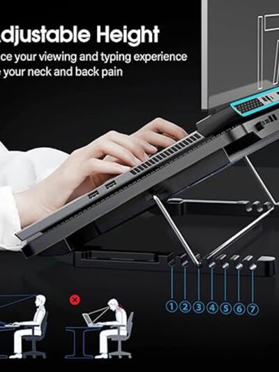 Laptop Cooling Pad – Dual Quiet LED Fans & Adjustable Stand | Indo Glow