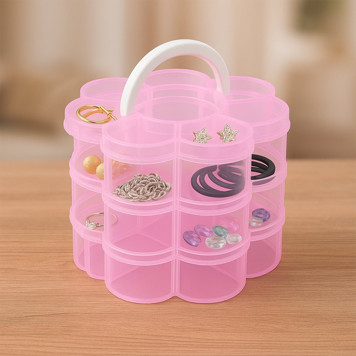 Flower-Shaped 3-Layer Storage Box – 9 Compartments Organizer