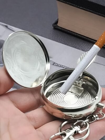 Mini Stainless Steel Ashtray � Portable with Secure Lid for Travel