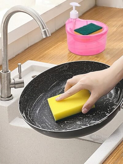 Soap Dispenser with Sponge Holder – 2-in-1 Kitchen Organizer | VelvetBubbles