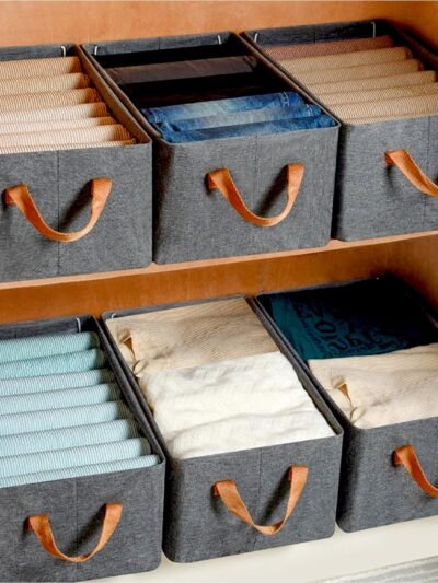 Foldable Storage Box – 45 cm Cotton Linen Organizer | Organivo