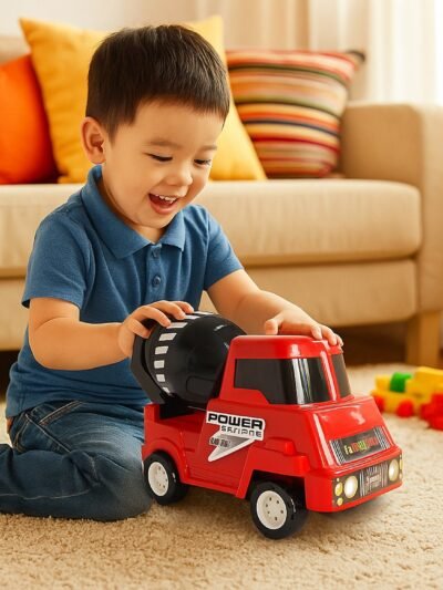 Kids Cement Mixer Toy Truck – Friction Powered Fun for Toddlers