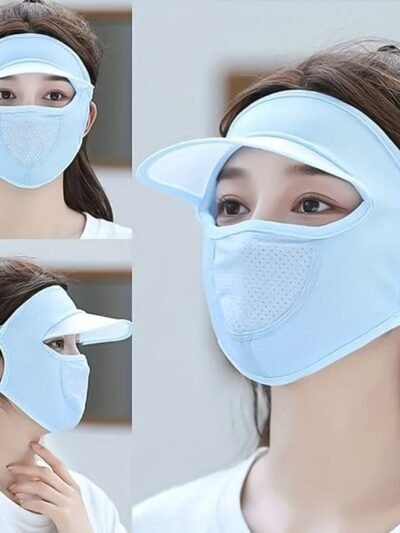 UV Protection Cap – Full Face Sun & Dust Shield for Women with Visor