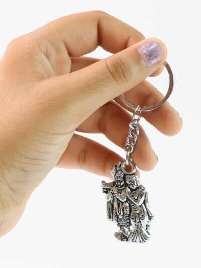 Radha Krishna Metal Keychain – Durable Spiritual Gift