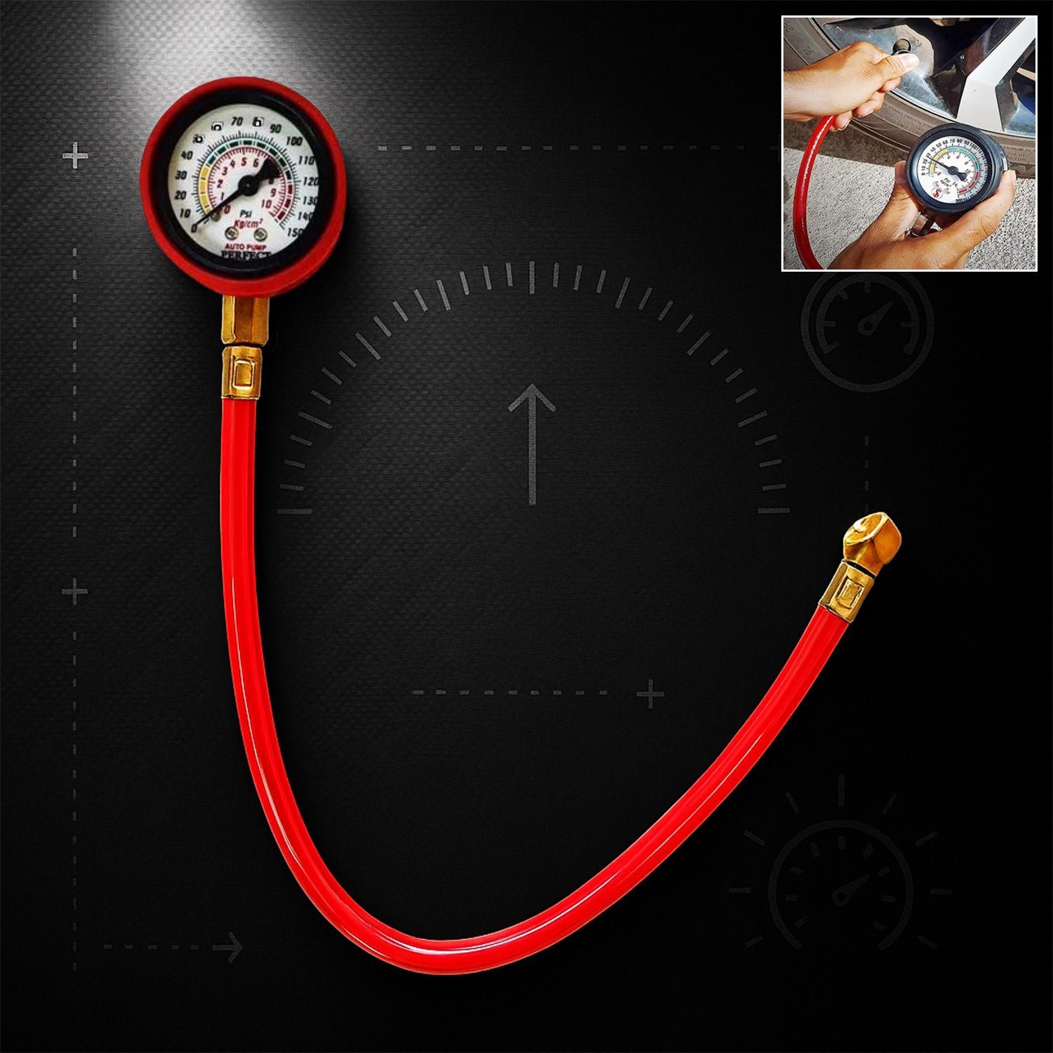 Tire Inflator Gauge – Heavy Duty Car Tyre Air Pressure | Carivox