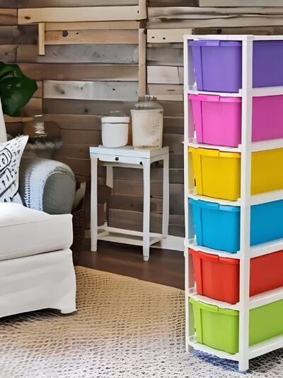 Plastic Storage Drawer Cabinet – 6-Layer Multi-Colored Organizer
