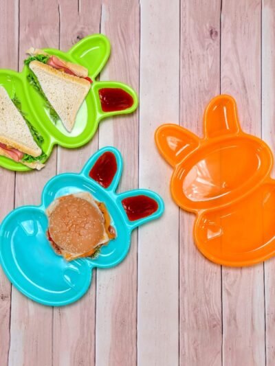 Kids' Rabbit Dish Set – Unbreakable Multicolor 6-Piece | TinyTrendy