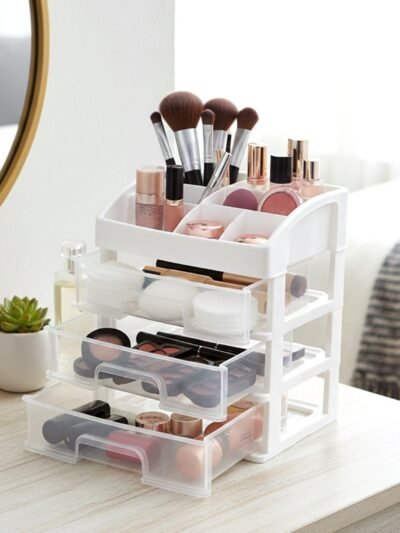 3 Layer Desktop Storage Organizer – Transparent Sliding Drawers