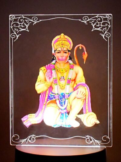 3D Lord Hanuman Frame with Soft White LED Light – Spiritual Decor