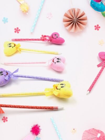 Cartoon Ballpoint Pens – 12-Pack Heart & Rattle Design | InkGlow