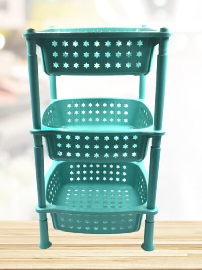 Kitchen Trolley Basket – 3 Layer Square Storage Rack | CookAura