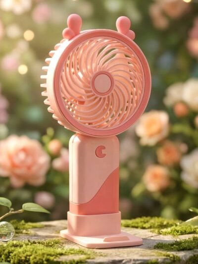 Mini Fan with LED Light – Portable & Rechargeable for Travel & Home
