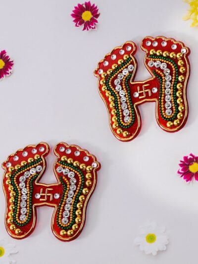 Laxmi Charan Paduka Stickers – Festive Spiritual Home Décor (Pack of 2)