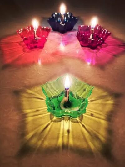 Diwali Diya Set – Multicolor Plastic Candle Holders (12 Pcs) | Indo Glow