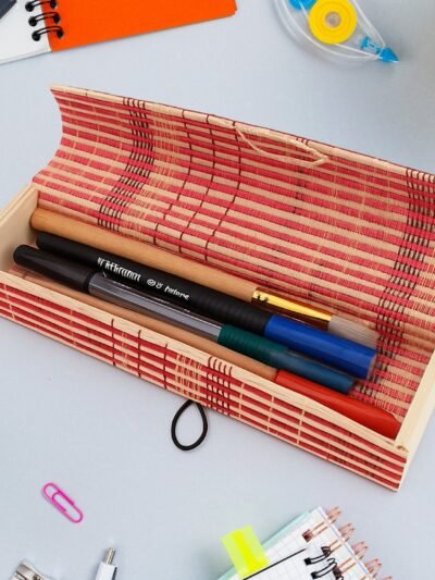 Bamboo Pen & Pencil Box – Eco-Friendly Handcrafted Organizer
