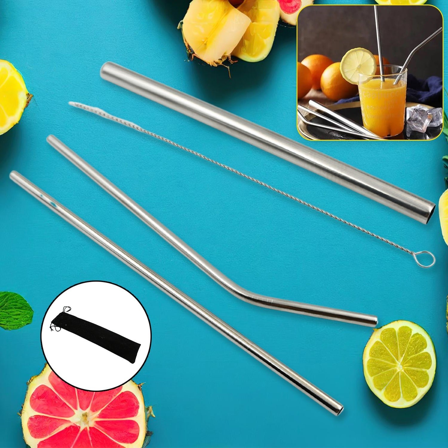 Stainless Steel Straws – Reusable Set with Travel Case | Happy Bathers