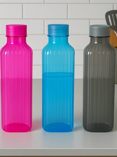 Transparent Fridge Water Bottles – Set of 3 BPA-Free Plastic