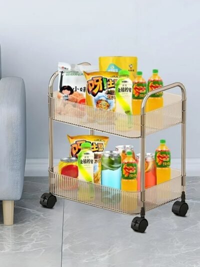 2 Layer Storage Trolley with Wheels – Compact & Movable Organizer