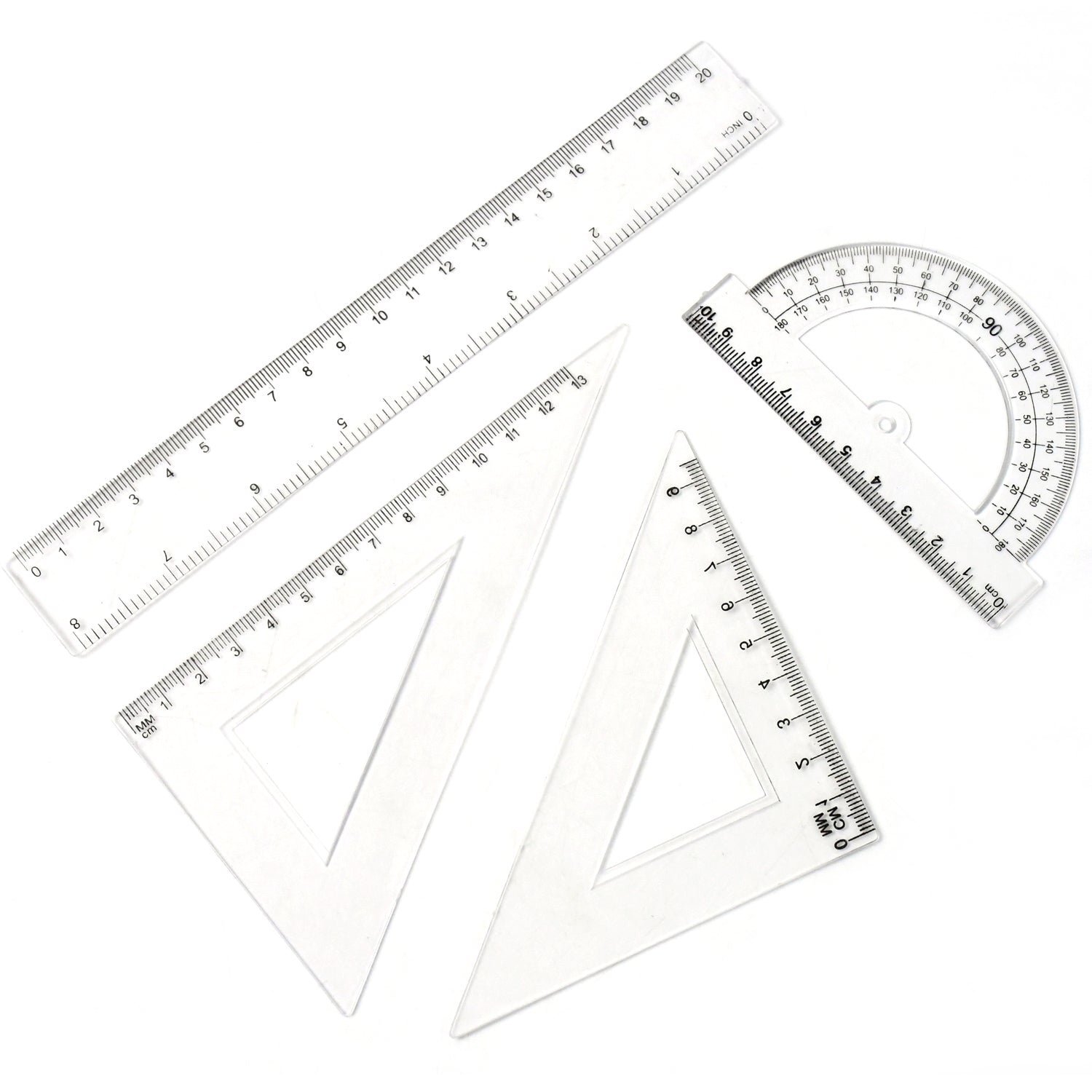 Plastic Geometry Set – Accurate Triangle Ruler & Protractor