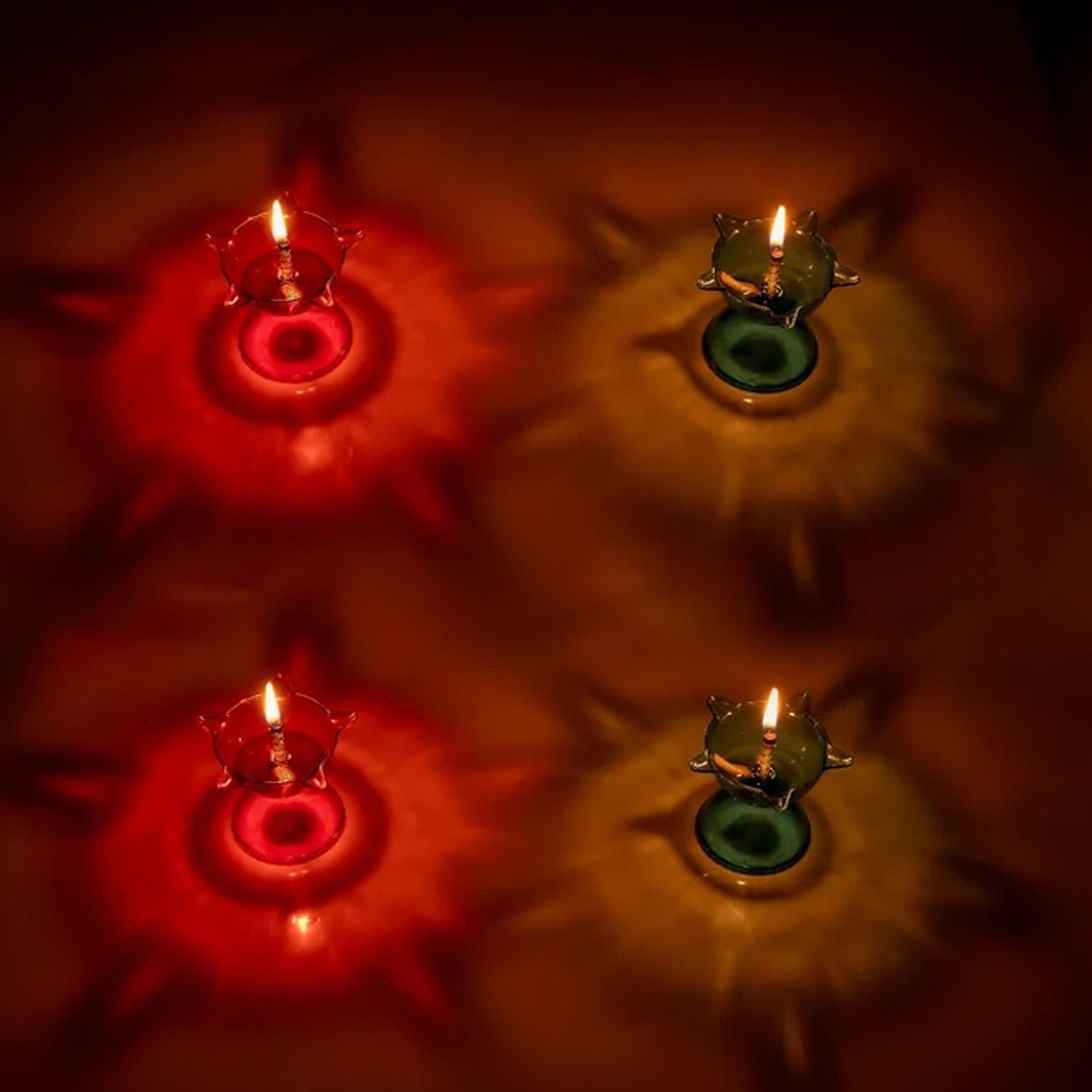 Reflection Diya Set – Multi-Shape Colourful Candle Cups | Indo Glow