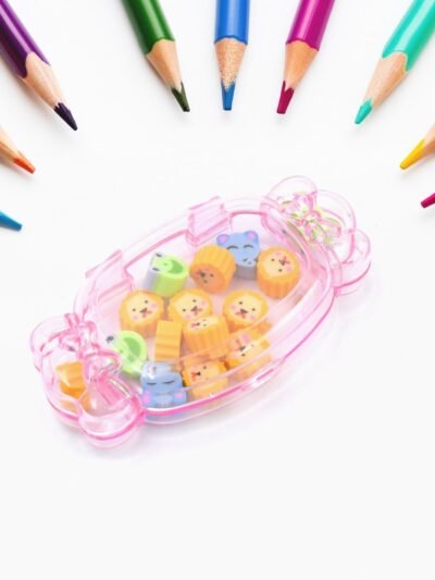 School Eraser Set – 15 Multi-Design Rubber Erasers | Velvet Wipe
