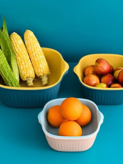 Washing Bowl & Strainer – Plastic Kitchen Basket Set | Vastate