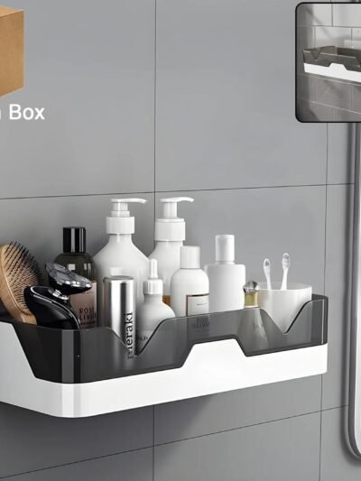 Adhesive Plastic Storage Shelf – Wall Mounted Space Saver