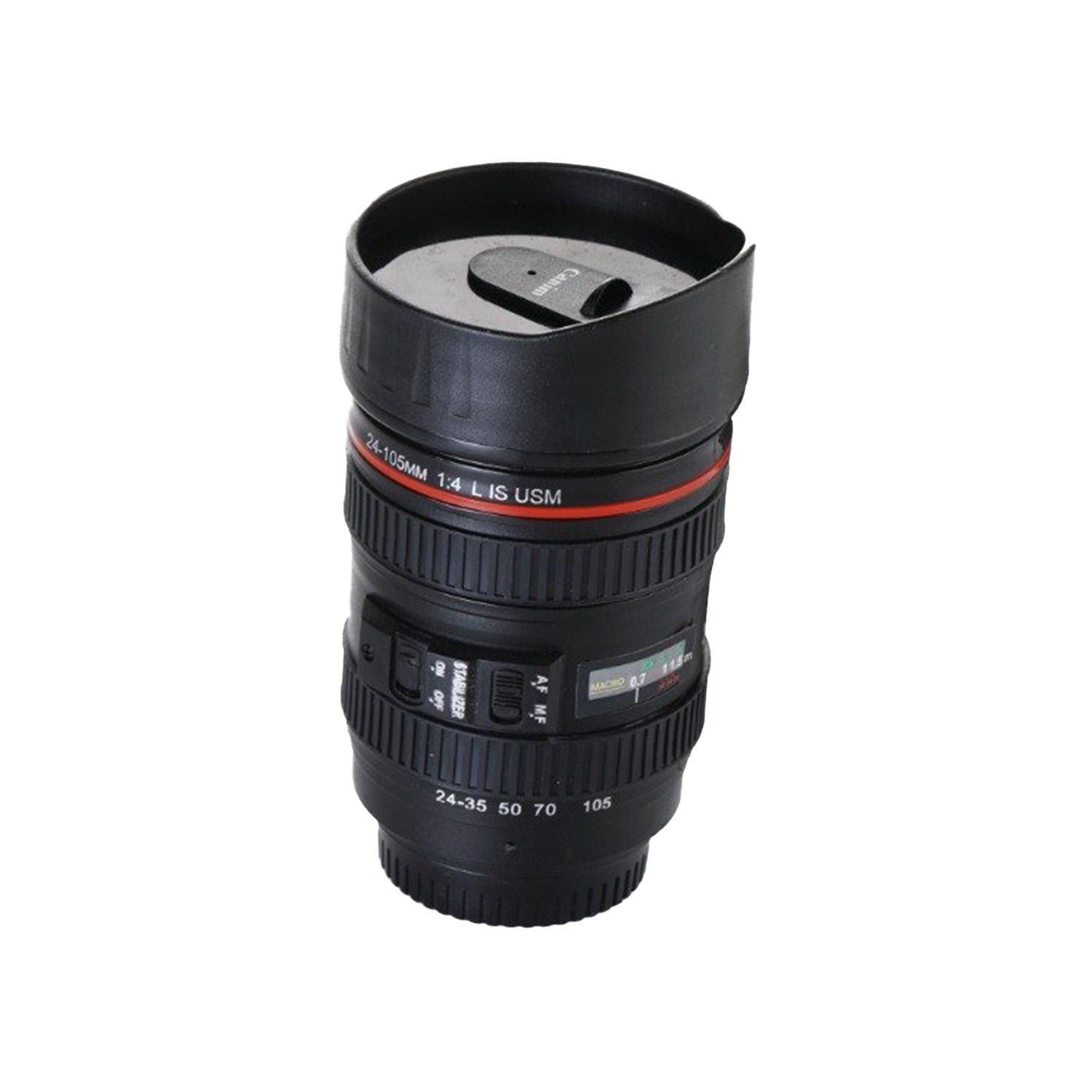 Camera Lens Coffee Mug – 350ml Travel Flask with Lid | Konvex
