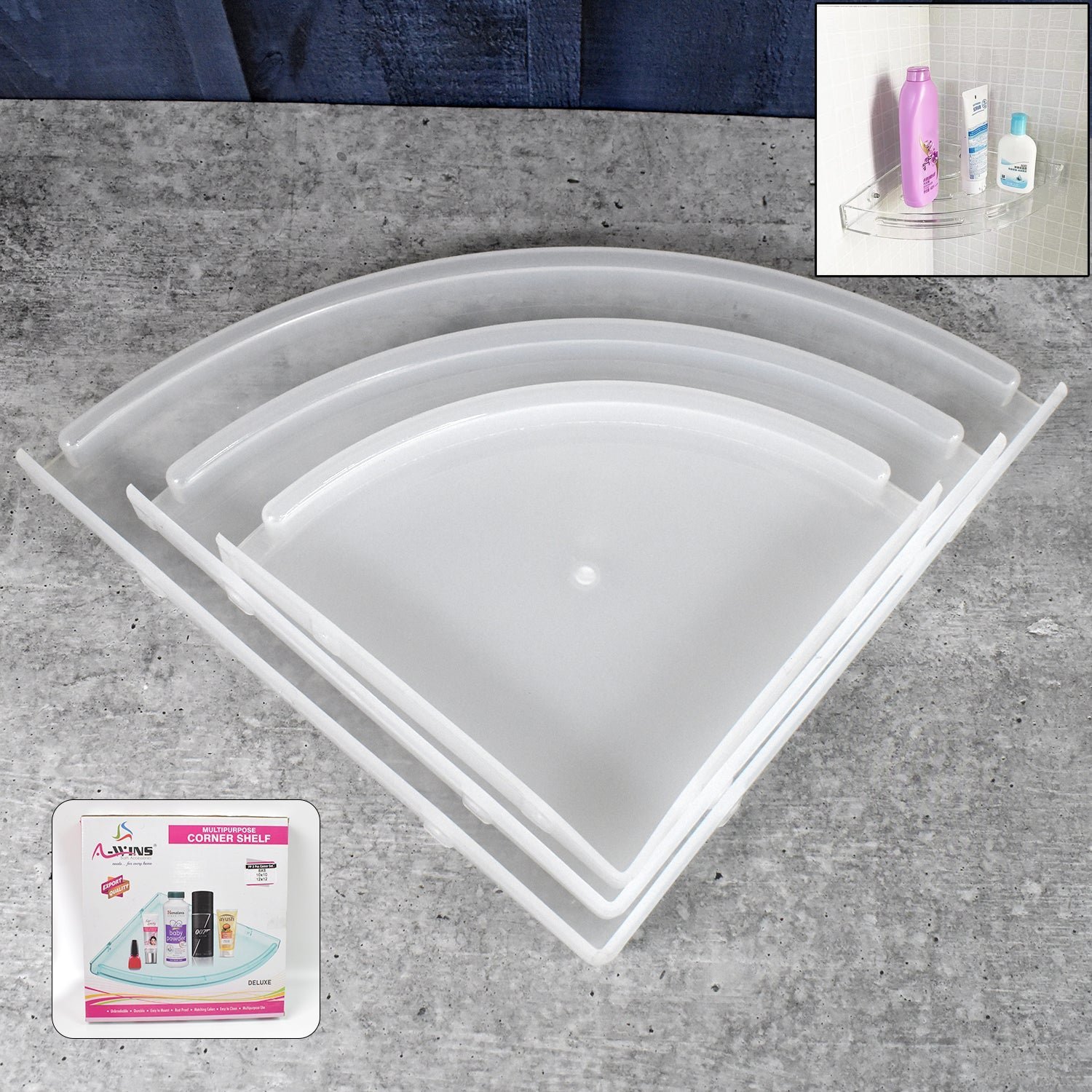 Plastic Corner Shelf Set � 3 Pcs Wall Mounted | Bathora