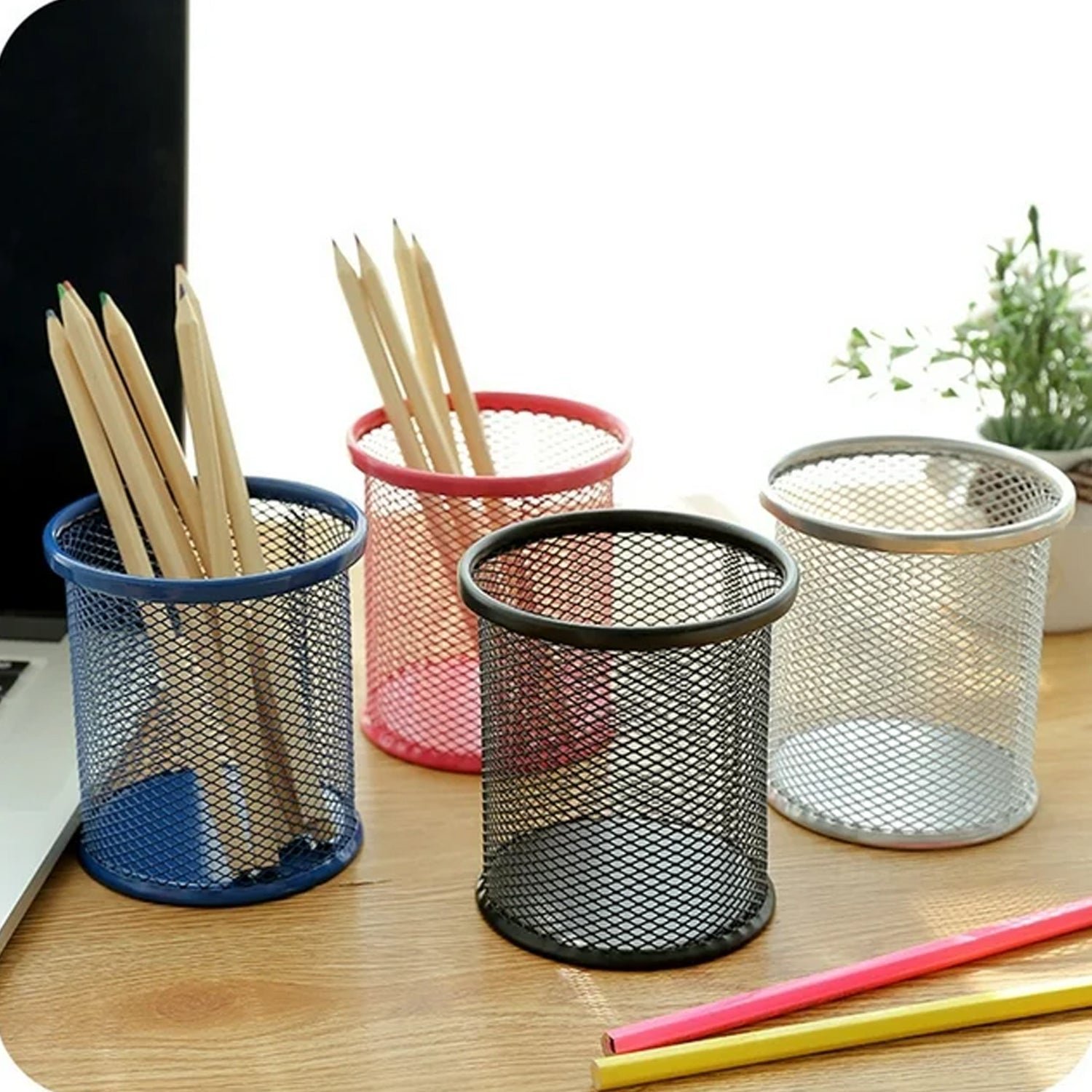 Metal Mesh Pen Holder – Desk Organizer & Pencil Stand | Deskrova