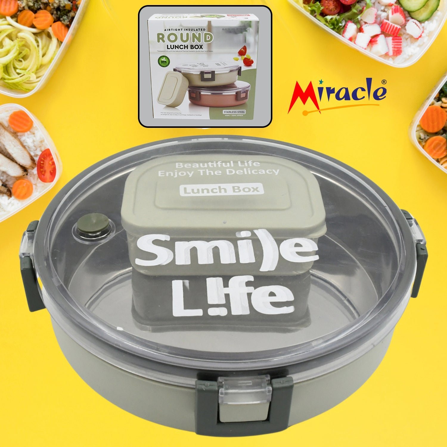 Stainless Steel Lunch Box – Leak-Proof & BPA-Free | Miracle