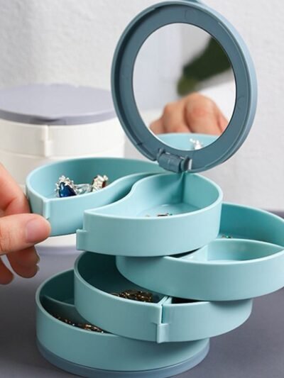 Rotating Jewellery Box – 4-Layer 360° Organizer with Mirror |