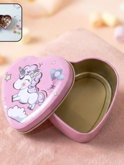 Heart Shaped Unicorn Storage Box – Durable Multipurpose Metal Tin