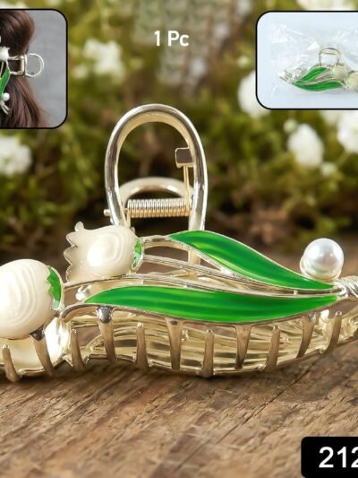Floral Hair Claw Clip – Elegant Pearl Accent for Secure Hold