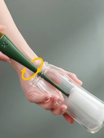 Silicone Bottle Cleaning Brush – Long Handle Foam Scrubber | Velvet Wipe