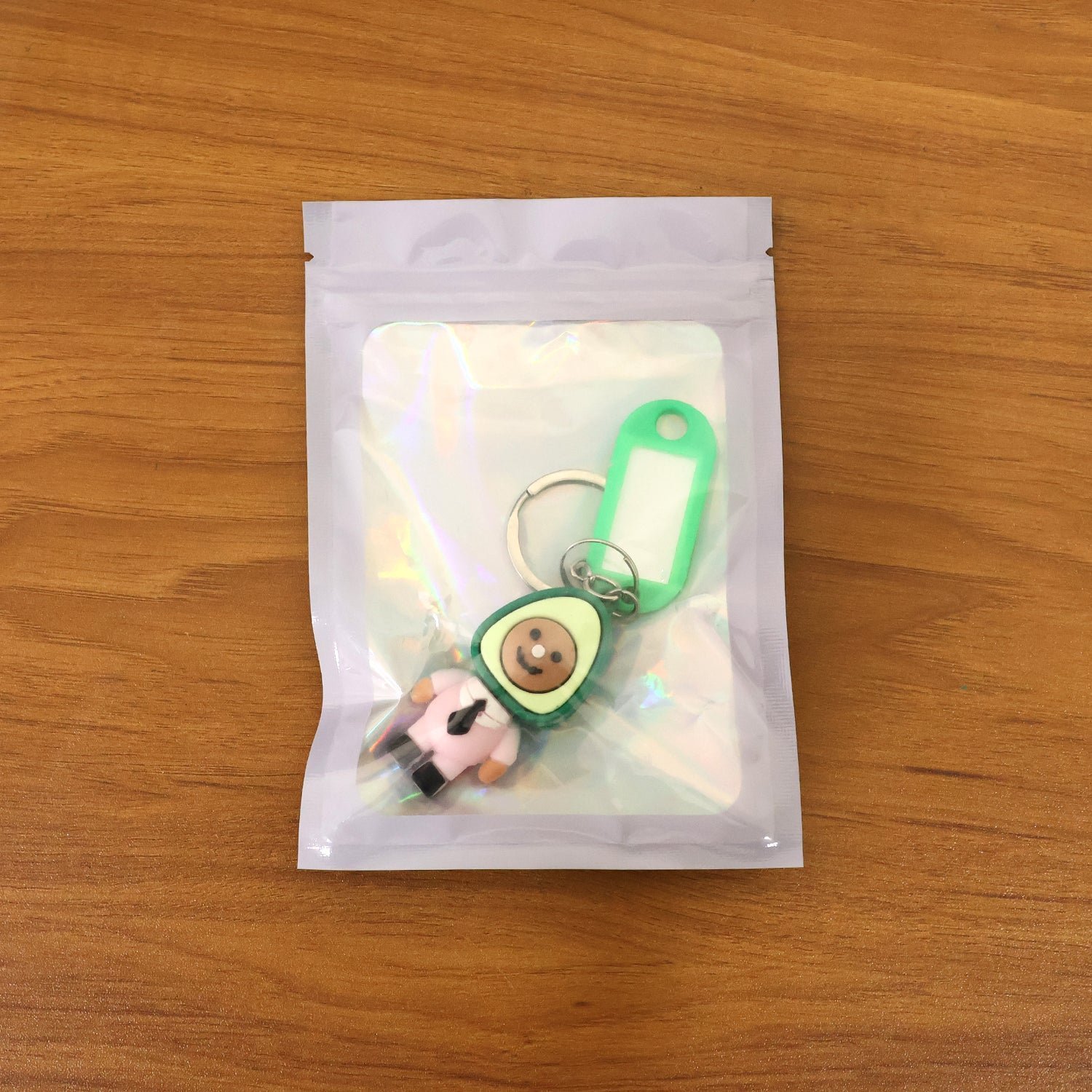 Avocado Character Keychain – Cute Cartoon Design with Name Tag