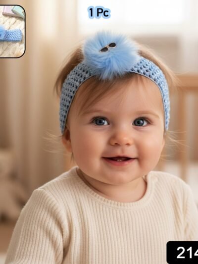 Baby Girls Hair Band – Soft Elastic with Pom Pom for Comfort