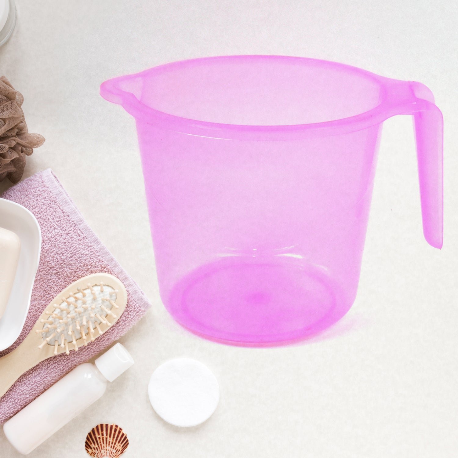 Plastic Bath Mug � 1200ML Transparent Mix Colour (Set of 5) | Mini Bubbles