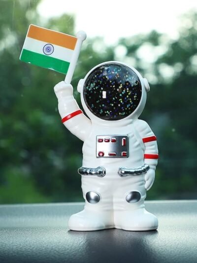 Solar Power Astronaut Ornament – Indian Flag Car Dashboard Décor
