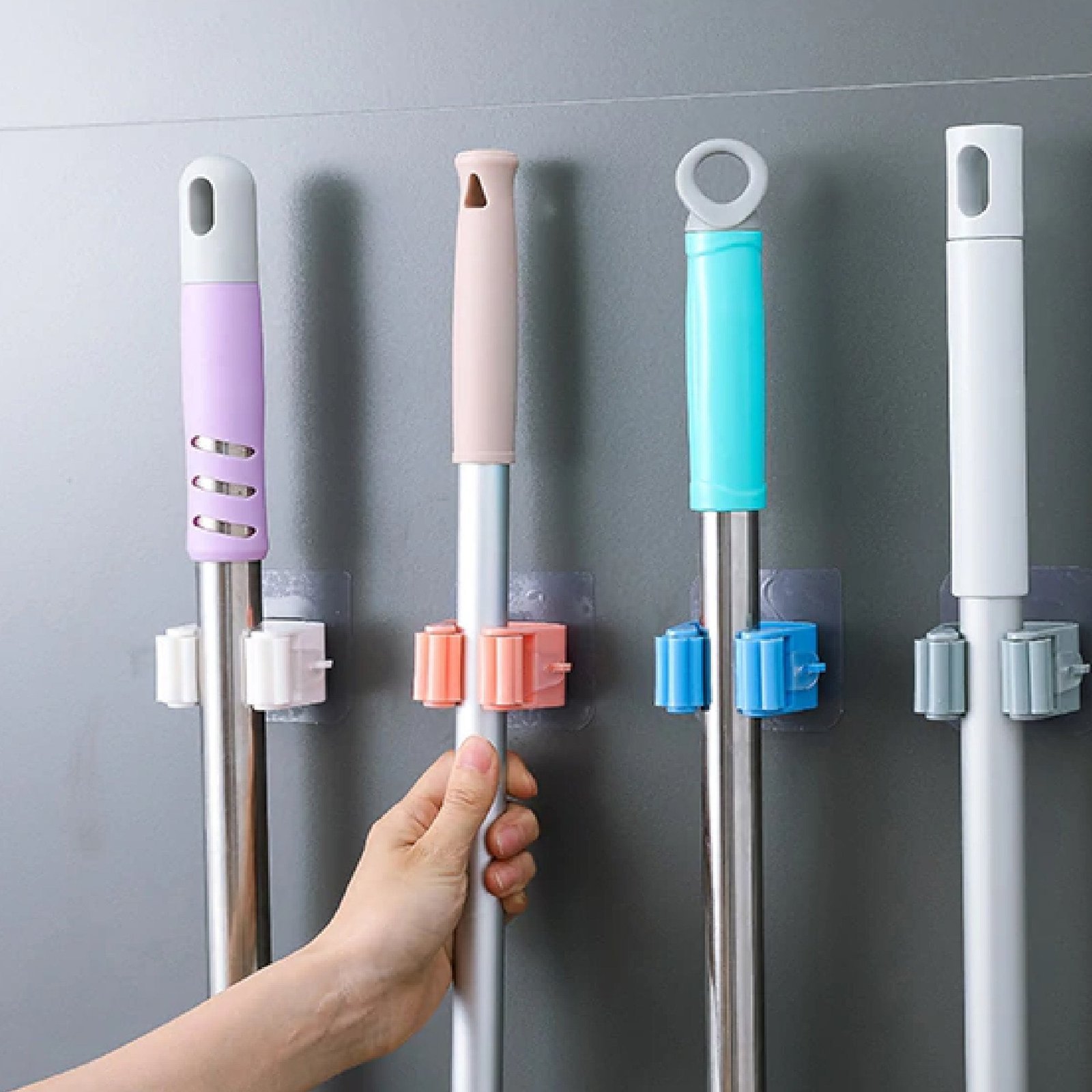 Self-Adhesive Mop Holder � Wall Mount Broom Organizer | Storenzo