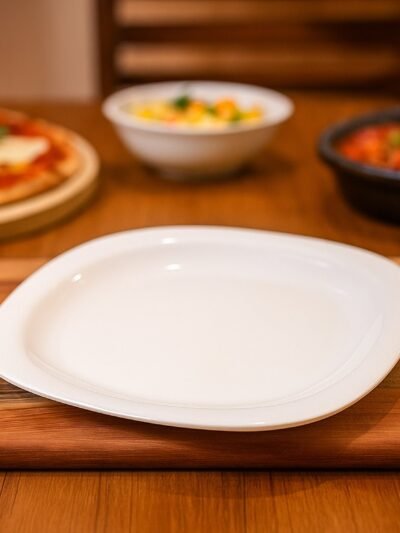 Square Dinner Plate 32 cm – Durable Elegant White Serving Plate