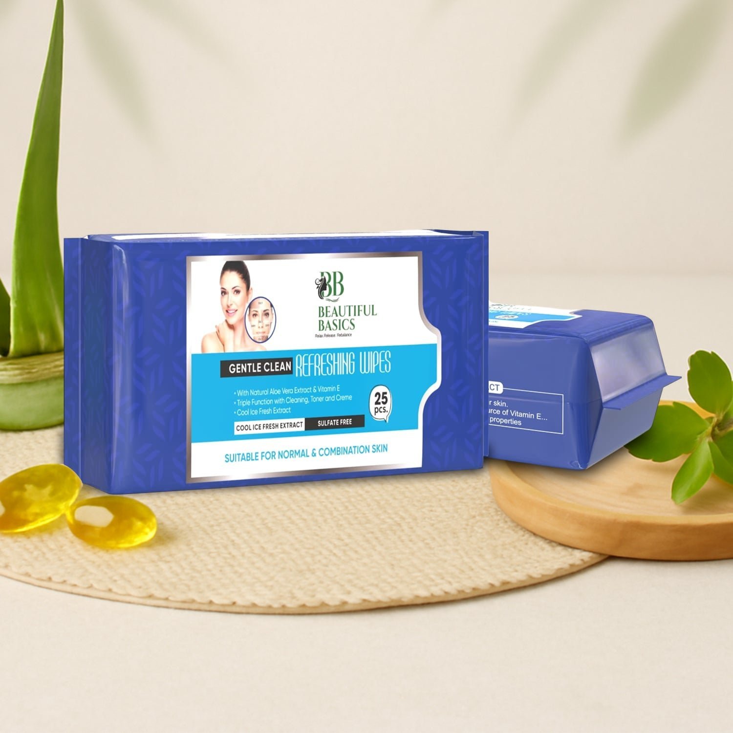 Oily Skin Face Wipes � Refreshing Cleansing | Beautiful Basics (2x50)